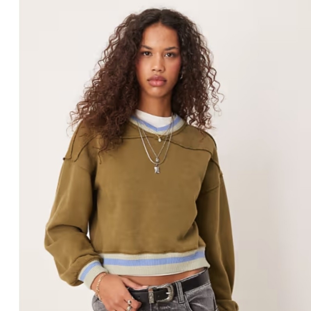 Free People Rio Sweatshirt Seaweed Green‎ Combo